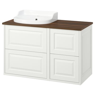 TÄNNFORSEN / RUTSJÖN Wash-stand/wash-basin, white/brown walnut effect, 102x49x76 cm