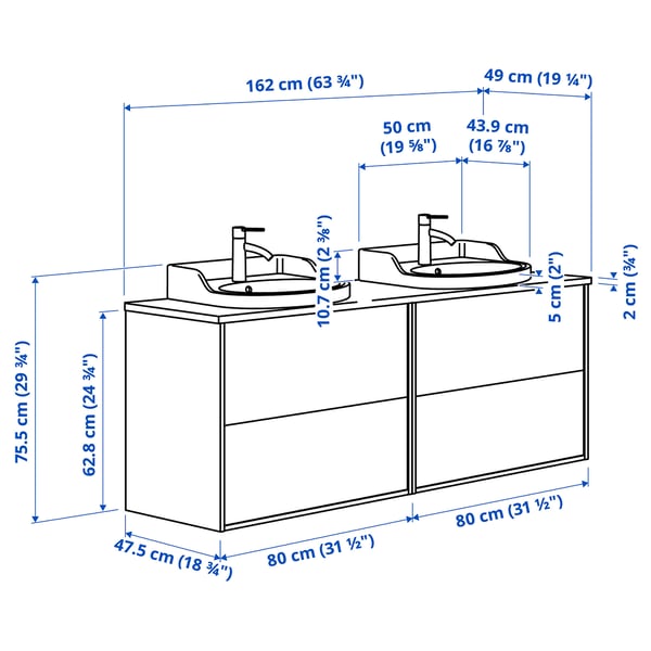 Illustration with measurements for the product: TÄNNFORSEN.