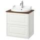 White TÄNNFORSEN vanity with wooden top, sink & chrome tap.