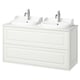 White TÄNNFORSEN double sink vanity with cabinet.