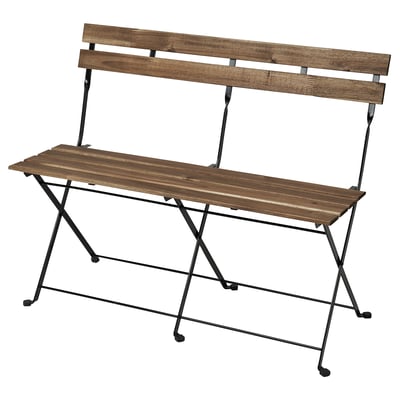 TÄRNÖ bench, wooden and metal, foldable, for garden or patio.
