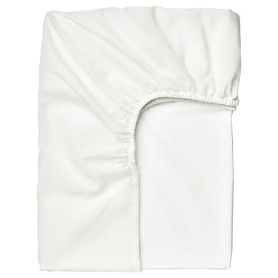 TAGGVALLMO white fitted sheet - easy care, non-shrink, polyester & cotton blend, rectangle with elastic edge