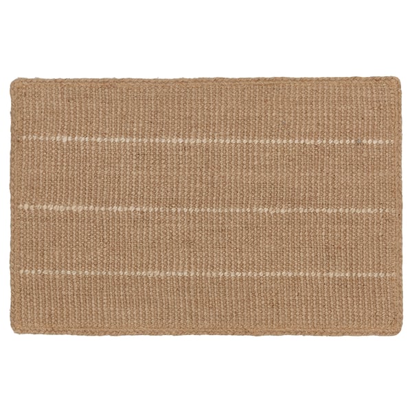 TIOKRONA natural jute mat, rectangular with simple stripe design, firm rubber backing.