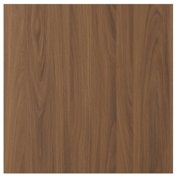 TISTORP walnut-colored wooden door panel, smooth-surfaced, modern design with vertical grain pattern, durable and easy to clean foil finish.