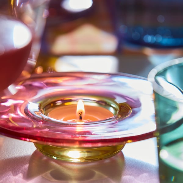 TJÄRLEK Tealight holder, multicolour, 3 cm