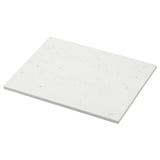 White marble-look countertop, square, sleek and modern.