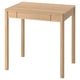 TONSTAD desk in oak, small rectangular top, four rounded legs, single drawer.