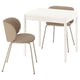 TONSTAD / KRYLBO Table and 2 chairs, off-white/Tonerud dark beige, 80/120x70 cm