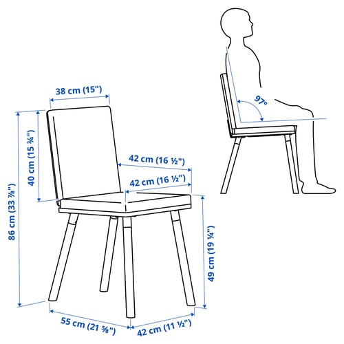 Illustration with measurements for the product: TONSTAD.