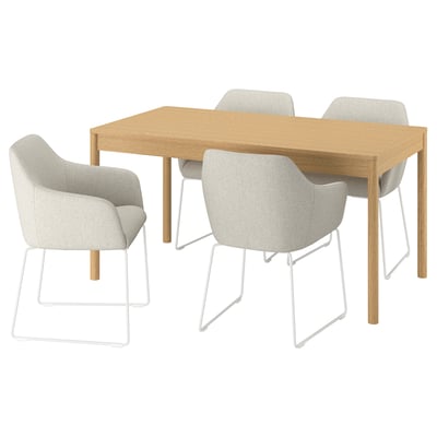 TONSTAD / TOSSBERG Table and 4 chairs, oak veneer/Gunnared beige white, 150x80 cm