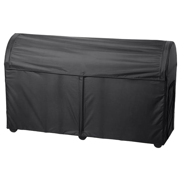 Black TOSTERÖ storage box, rectangular, with zip closure, made of waterproof fabric.