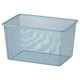 Light blue TROFAST mesh storage box, rectangular grid design, steel with powder coating.
