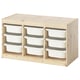 TROFAST light pine storage unit with 9 white bins.