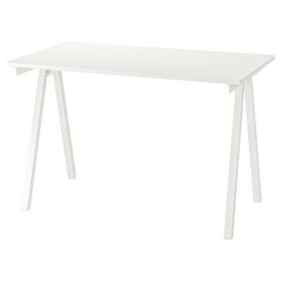 TROTTEN white desk, rectangular, a-leg design, sturdy steel frame, easy-clean top.