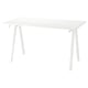 TROTTEN white desk, rectangular, four angled legs, melamine top, modern design.