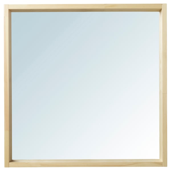 TURBOKASTANJ mirror: light wood frame, square shape, simple design.