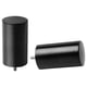 Black finials - one upright, one down; aluminium, stainless steel.