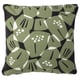 Underbloamma cushion, square, green/black, leaf pattern, thick cotton/jute fabric.