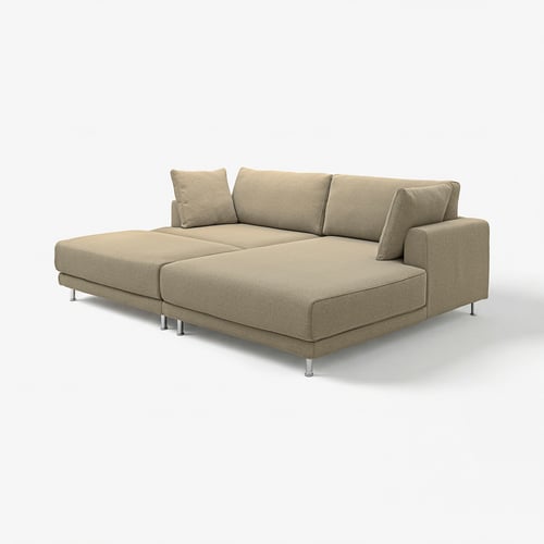 UPPÅKRA 3-seat modular sofa, with chaise longue, right with footstool/Johanneshov brown-beige