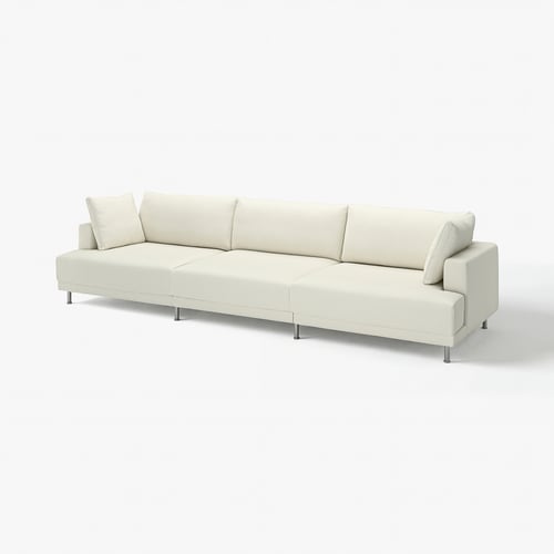 UPPÅKRA cream sofa, modern minimalist design, with plush cushions and chrome legs.