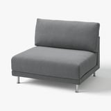 A modern grey UPPÅKRA upholstered single sofa with a soft, textured fabric and metallic legs, designed for comfort and style.