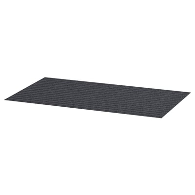 Rectangle-shaped black drawer mat made of polyester, designed to dampen sound and prevent scratches.