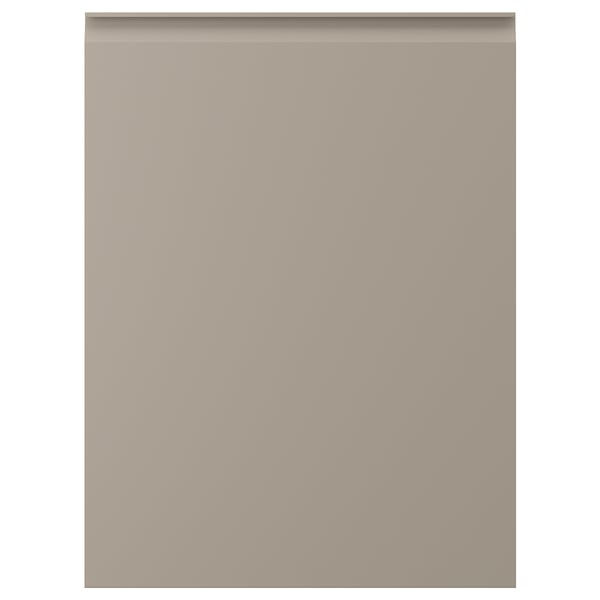 UPPLÖV beige kitchen cabinet with sleek, integrated handles, chamfered edges.