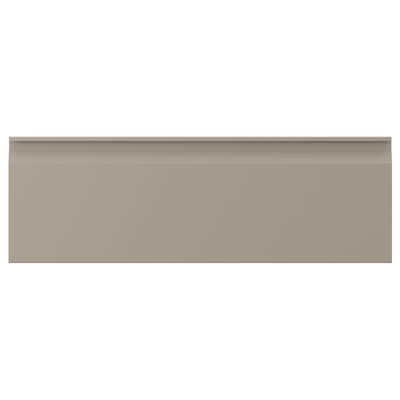 UPPLÖV beige kitchen cabinets with sleek handles and chamfered edges.