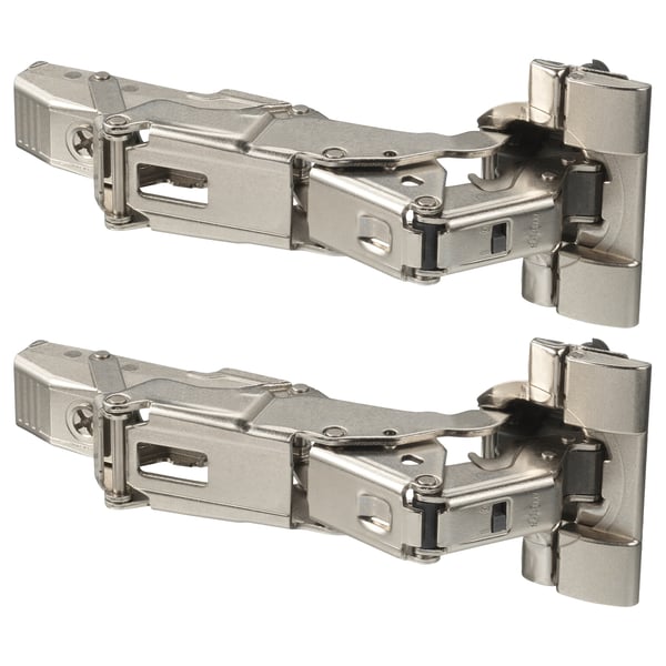 Two nickel-plated steel UTRUSTA hinges, adjustable and with an integrated soft-close mechanism.