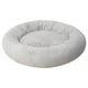 UTSÅDD grey dog bed, round, faux fur, white, comfy, machine washable.