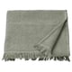 VALLASÅN green folded towel, cotton-viscose blend, textured pattern, fringed ends.