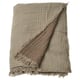 A beige VALLKRASSING cotton throw blanket with a textured, crinkled design and frayed edges.