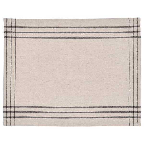 VÅRARV beige place mat with black stripes, rectangular, cotton and jute blend.