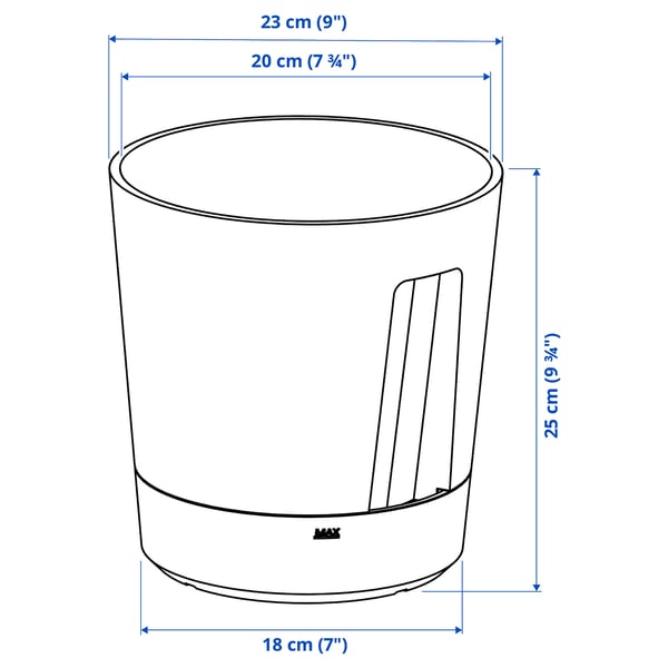 Illustration with measurements for the product: VÅRDTRÄD.