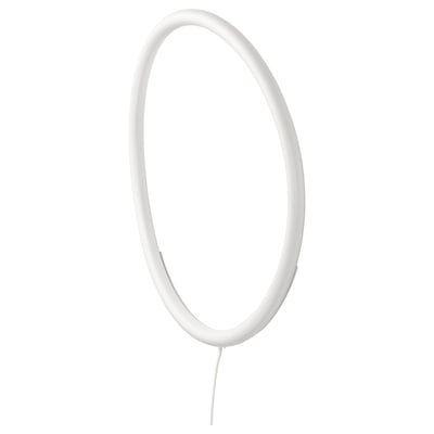 White, oval, led wall lamp. Modern design with soft light.