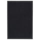 Black rectangular doormat with patterned surface, made from recycled polyester, firm rubber backing.