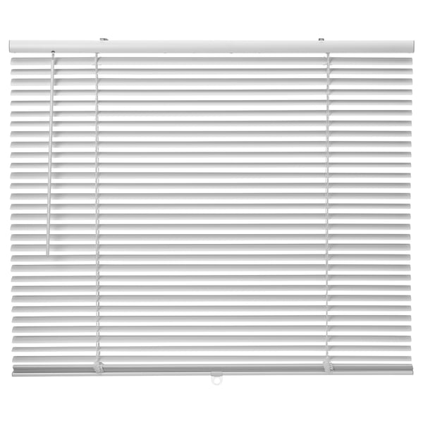 White venetian blinds: sleek, adjustable, safe.