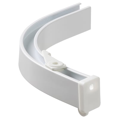 VIDGA white corner curtain rail, aluminium, curved, minimalist design.