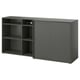 Black VIHALS storage unit with open shelves and sliding doors.