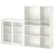 White VIHALS storage set, sleek modern design with glass cabinet & open shelves.