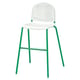 A white and green junior chair called VILDGÅS with a smiley face design, made for kids.