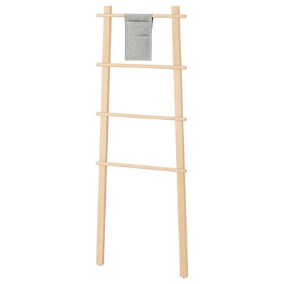 VILTO birch towel stand, ladder-style design for hanging towels.