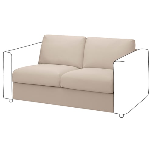 VIMLE beige sofa, modern design with soft cushions, two-seater, light brown.