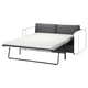 VIMLE sofa-bed in dark grey with white mattress, modern and minimalist design with metal frame.