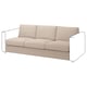 Beige VIMLE sofa with 3 cushions, sleek design. 80% cotton, 20% polyester cover.