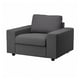 VIMLE grey sofa, modern design, boxing style cushions, foam-filled seats.