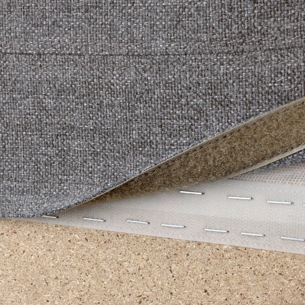 Close-up of VIMLE sofa fabric, removable and washable cover with hook-and-loop fastener.