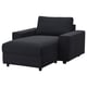 VIMLE dark grey sofa, modern, boxy design, with wide armrests and a storage chaise.