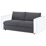 Grey VIMLE sofa with white frame, modern minimalist design. Comfy, removable machine-washable cover.