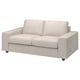 Light beige VIMLE sofa, contemporary design, boxy shape, soft fabric.